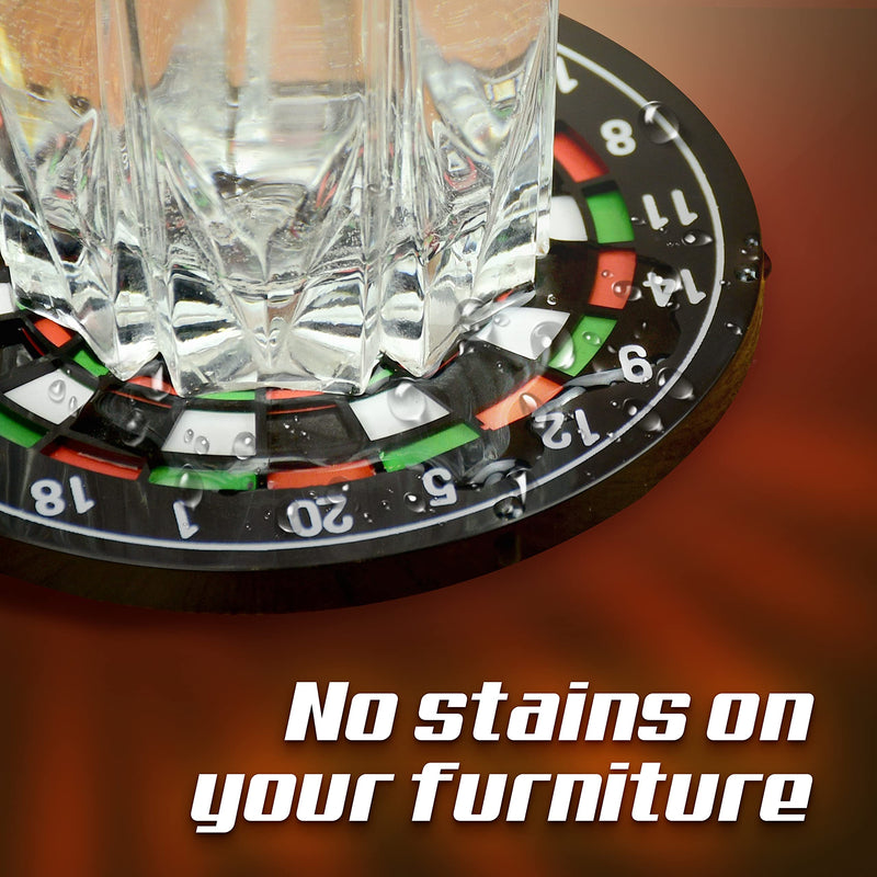 IgnatGames Darts Coasters for Drinks - Set of 4 Round Rubber Coasters with Dartboard Theme & Stylish Cardboard Case - Non Slip Coaster Set Perfect for Homes and Bars - BeesActive Australia