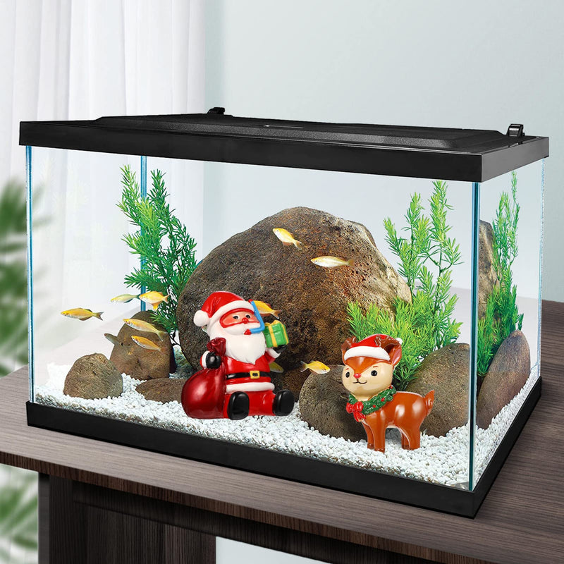POPETPOP 2Pcs Christmas Aquarium Decorations- Resin Fish Tank Decoration Santa Claus Reindeer Micro Landscape Ornaments for Holiday Fish Tank Supplies Table Decor Santa Claus + Reindeer - BeesActive Australia