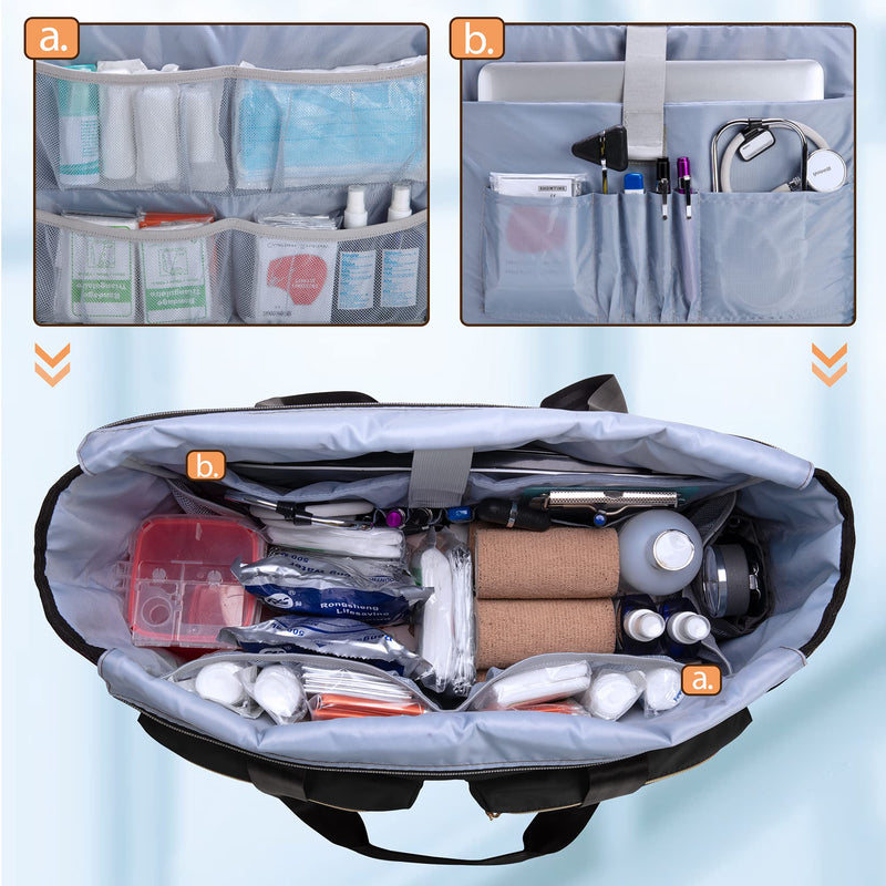 Damero Nurse Tote Bag, Nurse Work Bag with Laptop Sleeve and Pockets for Nursing Students, Medical Supplies and More, Black - BeesActive Australia