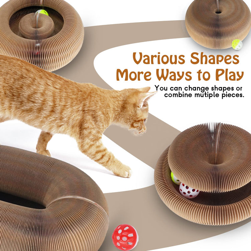 Cat Ball Toy, Foldable Cat Ball Track with 2 Cat Bell Balls, Magic Organ Cat Scratching Board Cat Toy for Indoor Cats Exercise , Cat Scratcher - BeesActive Australia