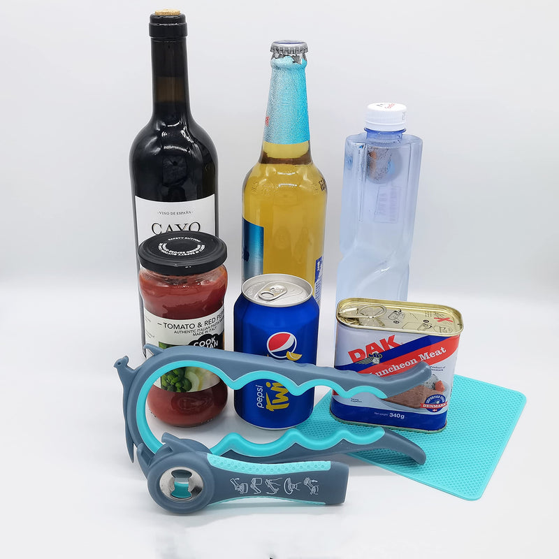 Otstar Jar Opener Bottle Opener Can Opener and Corkscrew Opener in One, Deal for Weak Hands Arthritis Elderly and Children - BeesActive Australia