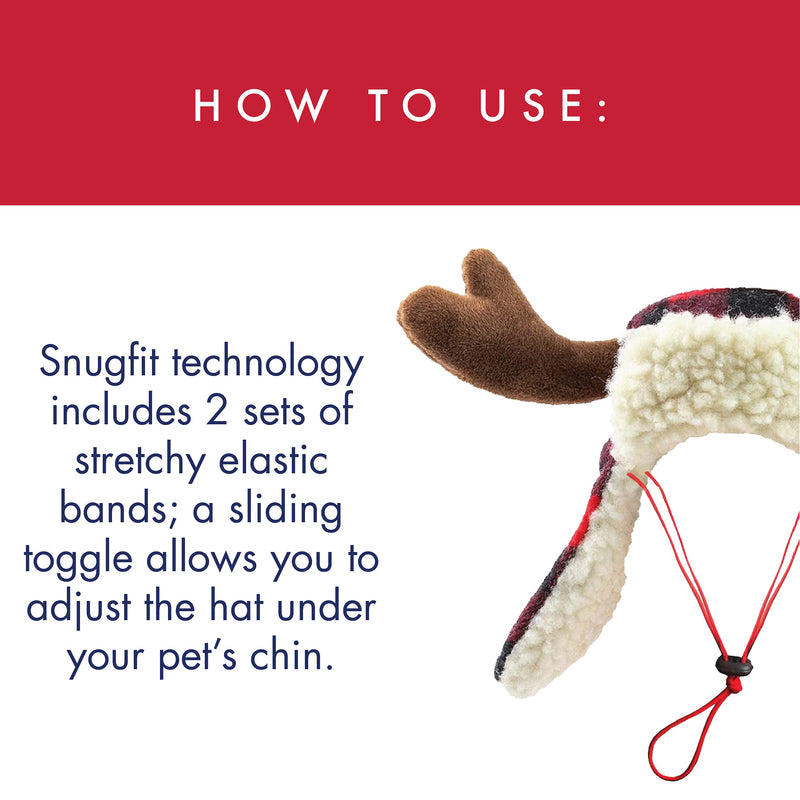 Huxley & Kent Hat | Fun Christmas Holiday Hat for Dogs/Cats | Cute, Comfortable and Fun | SnugFit Strings for Best Fit Antler Buffalo Check Large - BeesActive Australia