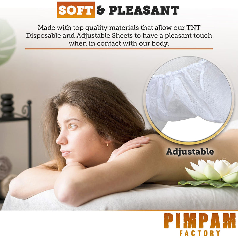 PimPam Factory - Odourless NWF Fitted Massage Couch Cover - Liquid Repellent - Disposable Massage Table Cover 31.4 x 82.7 in - Fitted Protective Sheet for Treatment Tables - Made in EU - Pack 10 80x210 - BeesActive Australia