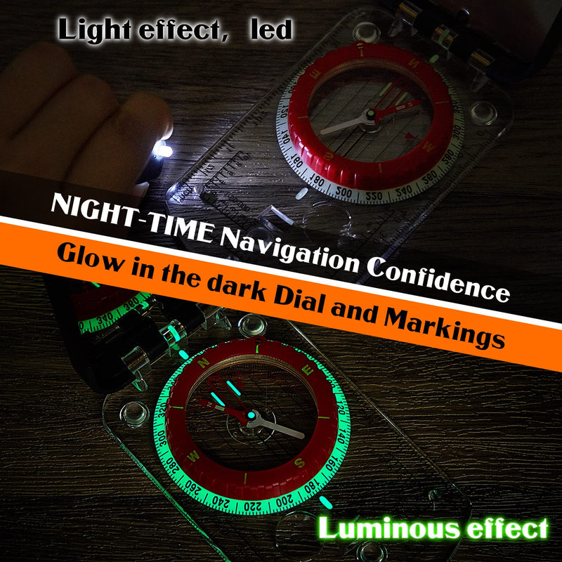 Xuhal 2 Pcs Sighting Compass Mirror Adjustable Declination Compass for Hiking Orienteering Compass Map Reading Compass for Kids Camping Backpacking Survival Navigation Hunting Mountaineering - BeesActive Australia