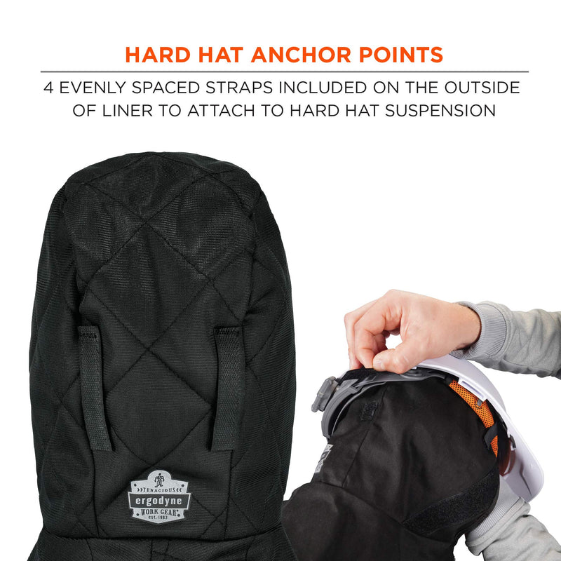 [AUSTRALIA] - Winter Hard Hat Liner, Insulated, Fleece Lined, Shoulder Length, Ergodyne N-Ferno 6867, Black 
