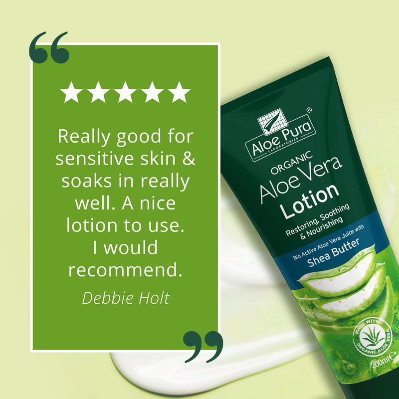 Organic Aloe Vera Lotion , Natural , Vegetarian , Cruelty Free , Paraben & SLS Free , Soothing , Moisturising , 200ml, Aloe Pura - BeesActive Australia