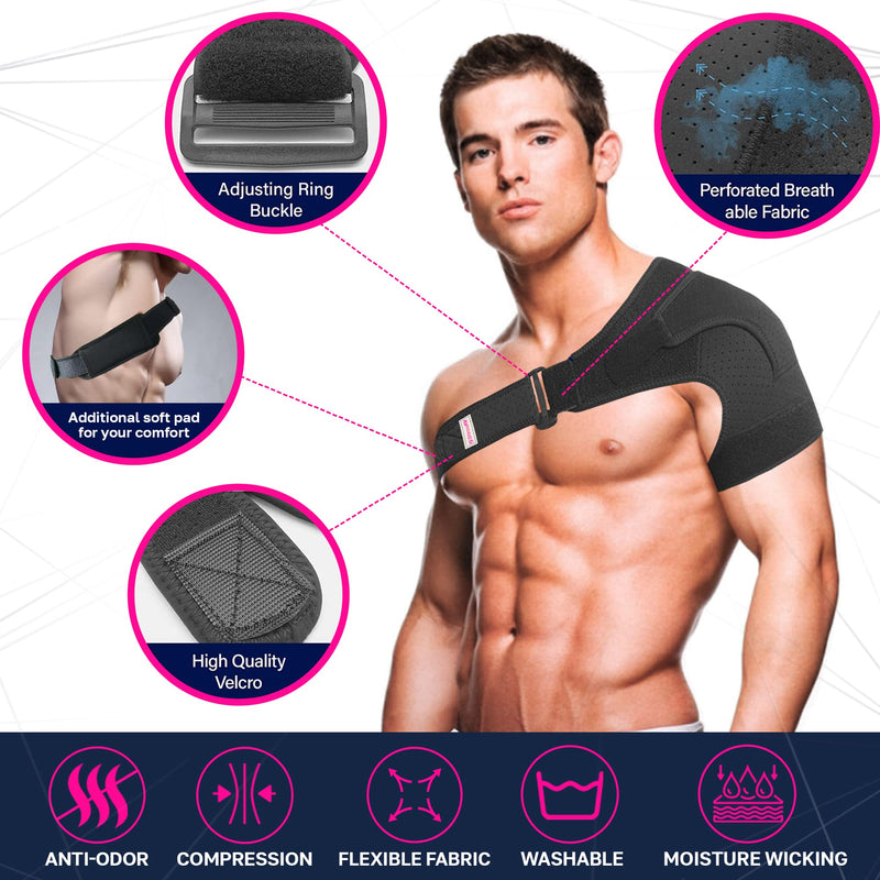 Shoulder Brace for Men and Women - Rotator Cuff Support Brace With Soft Underarm Pad for Shoulder Pain Relief and Compression Sleeve for Shoulder Injury - BeesActive Australia