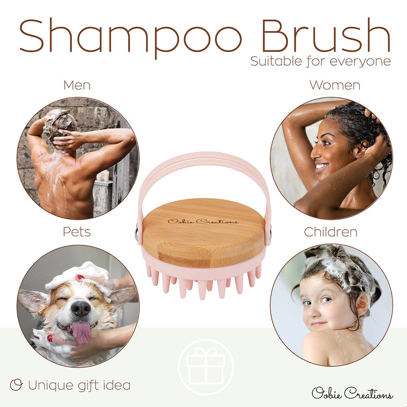 Oobie Creations Scalp Massager Shampoo Brush with Soft Exfoliating Silicone Bristles and Bamboo Grip - Baby Blue - 1 PCS - BeesActive Australia