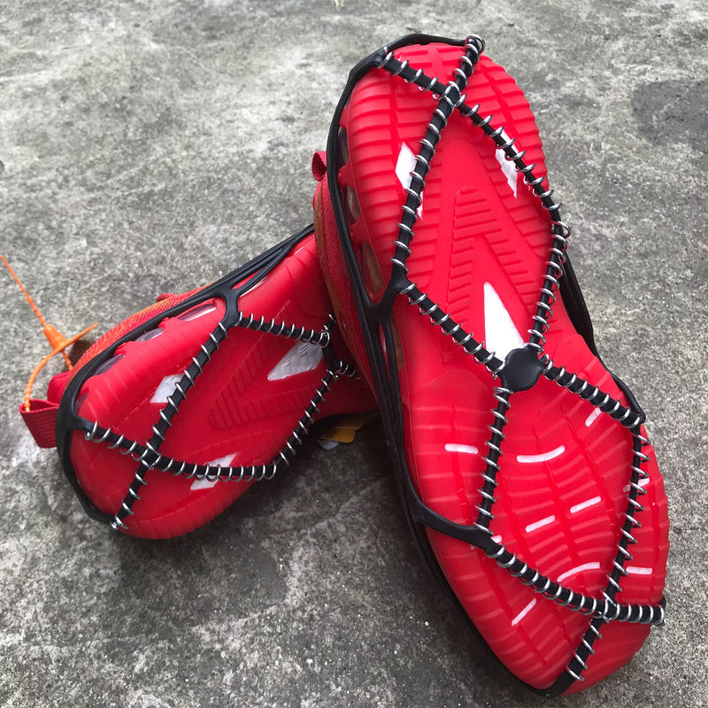 Walk Traction Cleats,Ice Cleats Anti Slip Crampons Rubber Spikes Ice Snow Grippers for Boots and Shoes for Winter Walking on Snow and Ice Climbing Hiking Mountaineering 2PCS for Man and Woman TPE - BeesActive Australia
