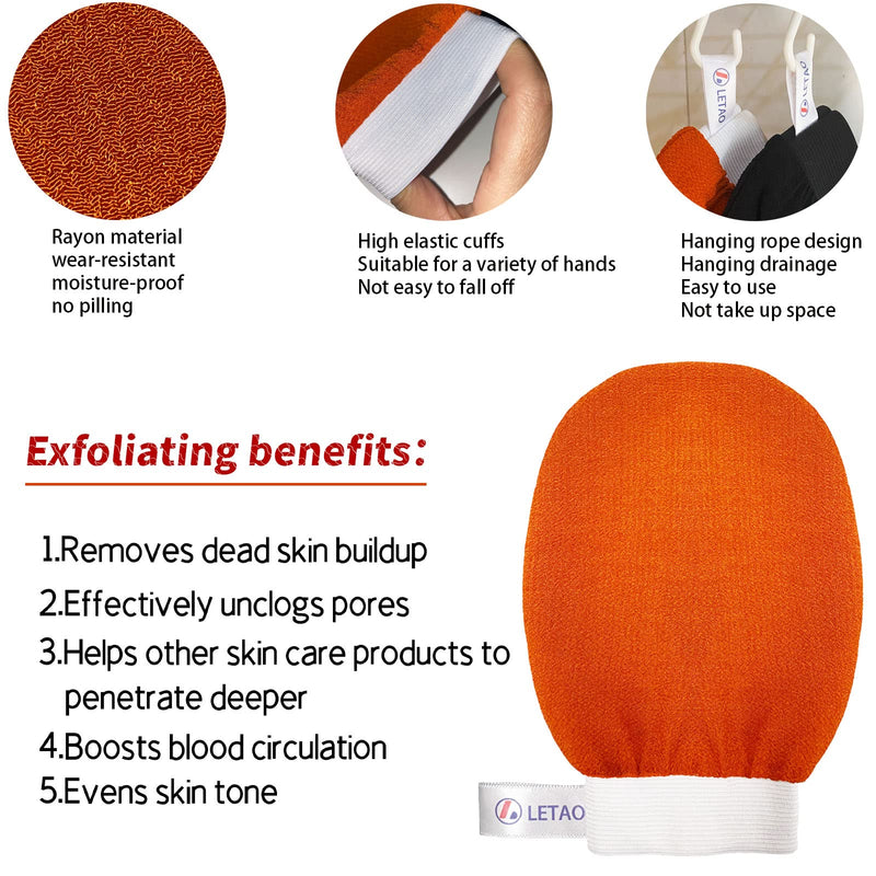 LETAO® 2 pack Exfoliating Glove, Turkish bath natural and effective peeling, peeling dead skin - BeesActive Australia