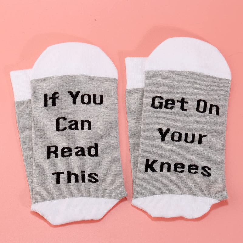 LEVLO Funny BDSM Gifts If You Can Read This Get On Your Knees Socks Sub And Dom Lovers Gifts 2 Pairs-mid Calf - BeesActive Australia