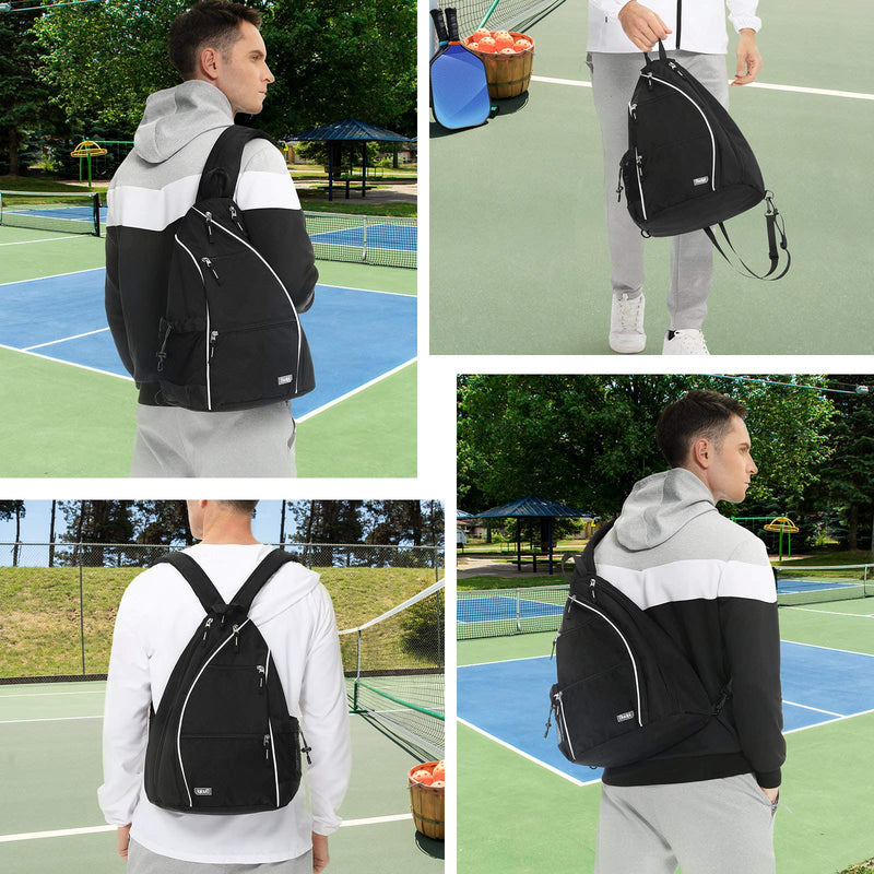 Sucipi Pickleball Bag Backpack for Women Men Tennis Bag Tennis Backpack Reversible Pickleball Paddle Bag Tennis Rackets Bags Black - BeesActive Australia