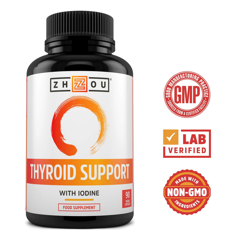 Thyroid Support - Advanced Complex with Iodine, Magnesium, Vitamin B12, L-Tyrosine, Ashwagandha, Schizandra & Cayenne - Contributes to The Reduction of Tiredness & Fatigue - 90 Vegan Capsules - BeesActive Australia