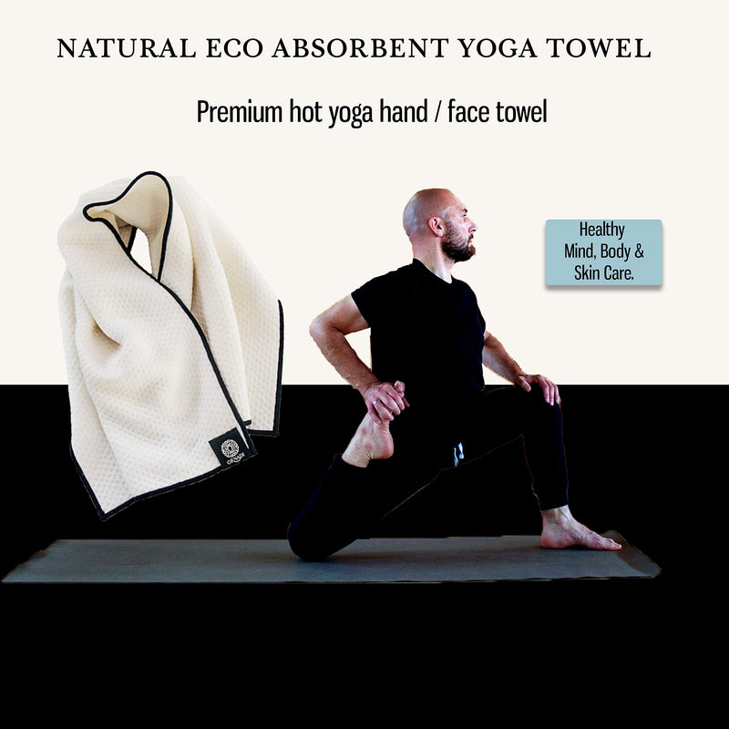 [AUSTRALIA] - Gym Towel Ultra Soft Extra Absorbent Organic Bamboo Cotton for Men Daily Face Wash Care of Sensitive Skin & Premium Sweat Cloth 15 X 35 Eco Travel Made in USA Natural/Black 