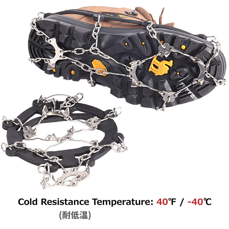 Azarxis Crampons Ice Traction Cleats, Ice Snow Grips for Boots and Shoes, Anti Slip 19 24 Stainless Steel Spikes, Safe Protect for Women Men Walking, Jogging, Climbing or Hiking Black - 8 Spikes Large - BeesActive Australia
