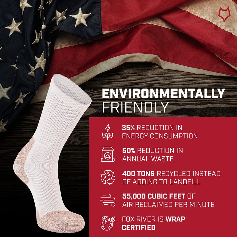 FoxRiver unisex-adult womens mens Steel -Toe Heavyweight Work Crew Socks (2 Pair Pack) Large White - BeesActive Australia