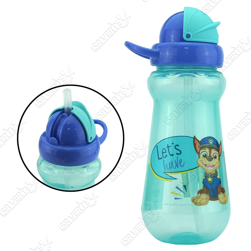 SRV Hub® 2x Paw Patrol Straw Sipper 340ml Plastic Water Bottles Blue and Red (Paw Patrol Chase and Marshall) Paw Patrol Chase and Marshall - BeesActive Australia