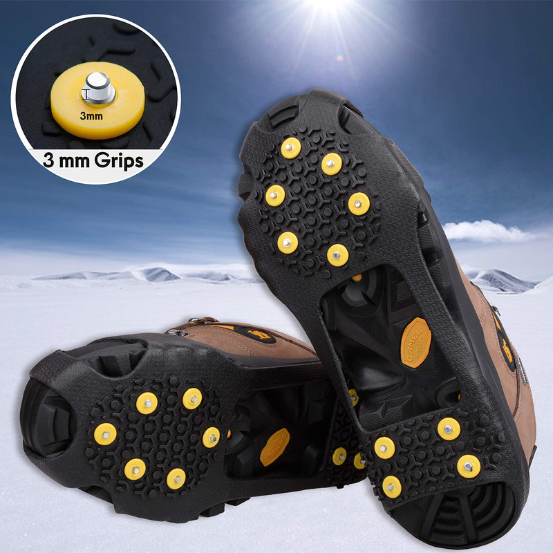 SILANON Ice Snow Cleats for Shoes Boots,Walk Traction Cleats Rubber Crampons Anti Slip 10-Stud Winter Ice Cleat Slip-on Stretch Footwear for Women Men Kids Small(2.5-4 men/4-5.5 women) - BeesActive Australia