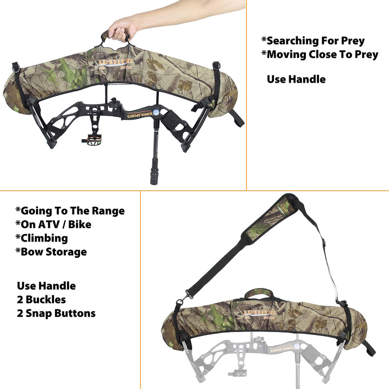 SUNYA Neoprene Compound Bow Sling, Silent Hunting or Fast Movement 2 Carrying Modes Switchable. Removable & Adjustable Shoulder Strap. Camouflage Fabric. - BeesActive Australia