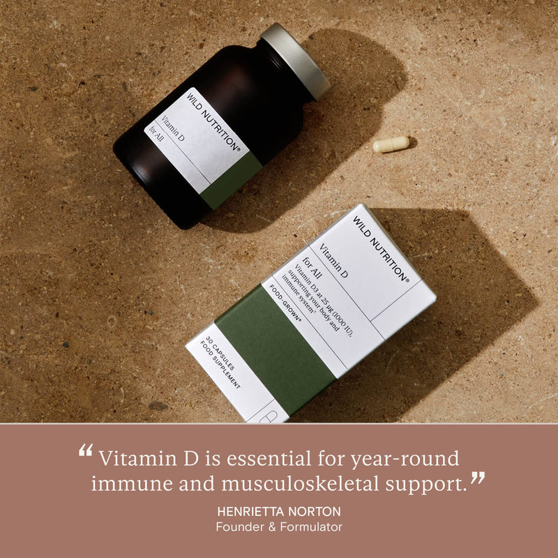 Wild Nutrition Food Grown� Vitamin D Supplements | Supports Muscle, Bone, and Immune Support | Vitamin D 1000iu Supplement | Naturally Sourced Ingredients | High Strength Vitamin D | 30 Capsules - BeesActive Australia