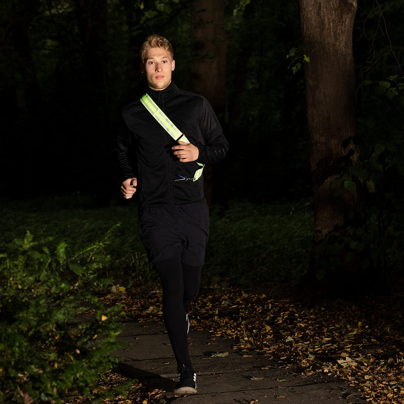 Navaris Reflective Sash - for Walking at Night, Cycling, Running - Safety Reflector Gear with Pocket and Carabiner Clip for Men and Women - Yellow - BeesActive Australia