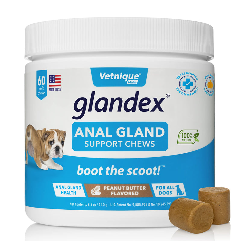 Glandex for Dogs 60ct Anal Gland Support Soft Chews and Glandex Pet Wipes 75ct Bundle - by Vetnique Labs - BeesActive Australia