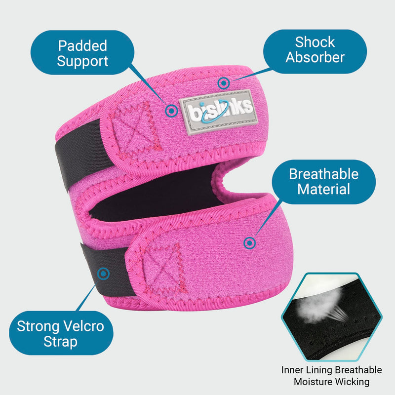 BisLinks Patella Tendon Knee Strap Supports - Arthritis Pain Relief Adjustable Knee Brace Pads | for Exercise, Running, Tennis Injury Recovery | Men & Women | Pink with Mesh Laundry Bag| 1 Count (Pack of 1) - BeesActive Australia