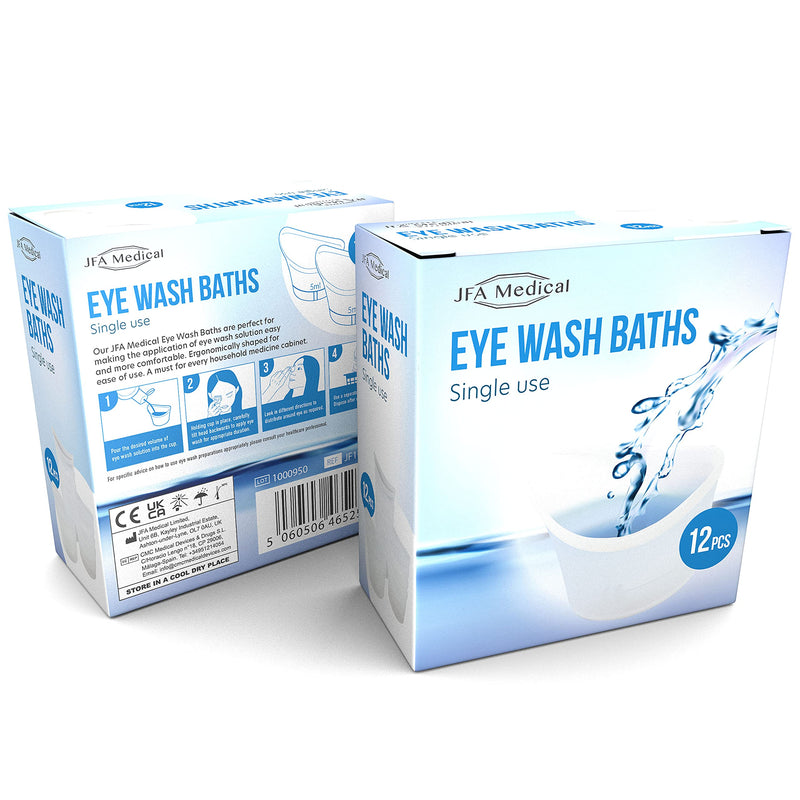 JFA Medical First Aid One Size Plastic Eyewash Pain Relieve Cleaning Eye Bath Cup - Pack of 12 - BeesActive Australia