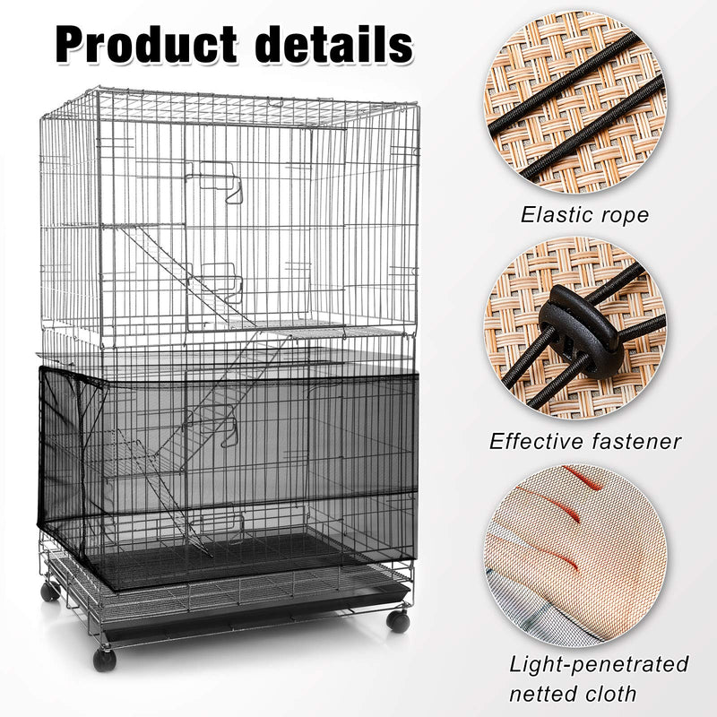 3 Pieces Large Adjustable Bird Cage Cover Seed Feather Catcher Birdcage Nylon Mesh Net Cover Soft Skirt Guard for Parakeet Macaw African Round Square Cage (78 x 15 Inch in Circumference and Width) 78 x 15 in in Circumference and Width - BeesActive Australia