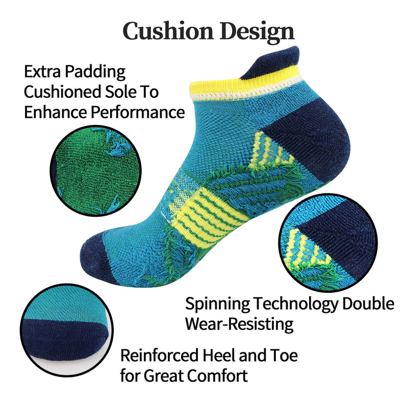 BIOAUM Cushioned Men's Ankle Socks Size 10-13, 6 Pairs Cotton Athletic Sport Breathable Low Cut Socks for Running Multicoloured - BeesActive Australia