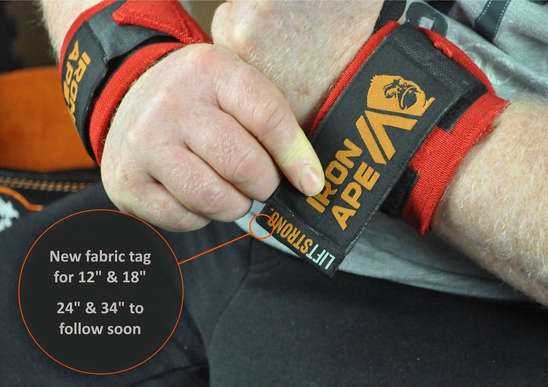 IRON APE Professional Grade Wrist Wraps, 12", 18", 24" & 34". New Versatile Twin Thumb Loop Design for Powerlifting, Weight Lifting, and Bodybuilding. Weightlifting Wrist Support for Men and Women 34" - BeesActive Australia