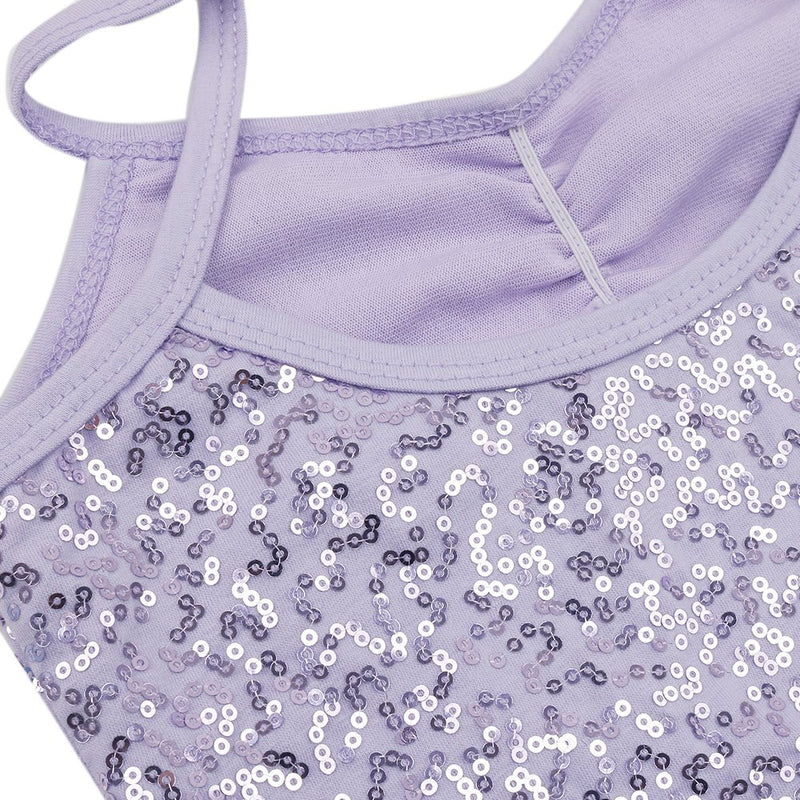 [AUSTRALIA] - MSemis Kids Girls Sequins Criss Cross Camisole Ballet Gymnastics Leotard Tutu Skit Dancewear Lavender 4 / 5 