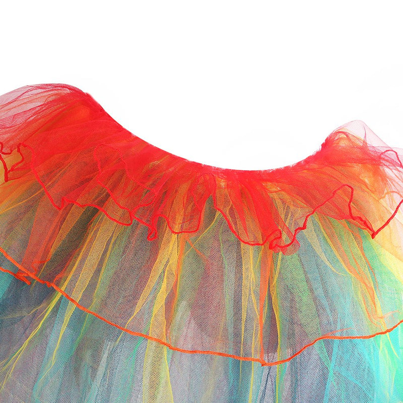 [AUSTRALIA] - HMMS Women's Sexy Lingerie Bustle Skirt Bubble Long Tail Dance Rainbow Lace Tulle Tutu Skirt Clubwear Evening Party 1pcs 
