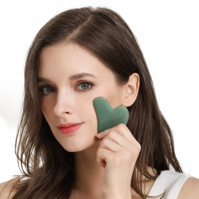 Jade Gua Sha Facial Tool Set by Esmee 3 in 1 Premium Guasha Kit Real Indian Jade Anti-aging Beauty Therapy for Massage and Skin Rejuvenation - BeesActive Australia