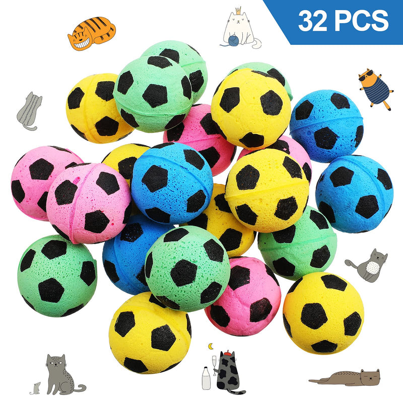 32 Pieces Foam Sponge Football Cat Toy Interactive Cat Soccer Toy Pet Sports Ball for Cat Kitten - BeesActive Australia