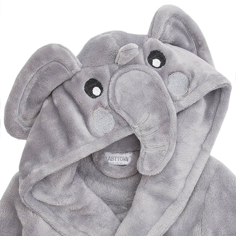 Childrens/Toddlers Soft Fleece Dressing Gown with Animal Hood ~ 6-24 Months 12-18 Months Elephant - BeesActive Australia