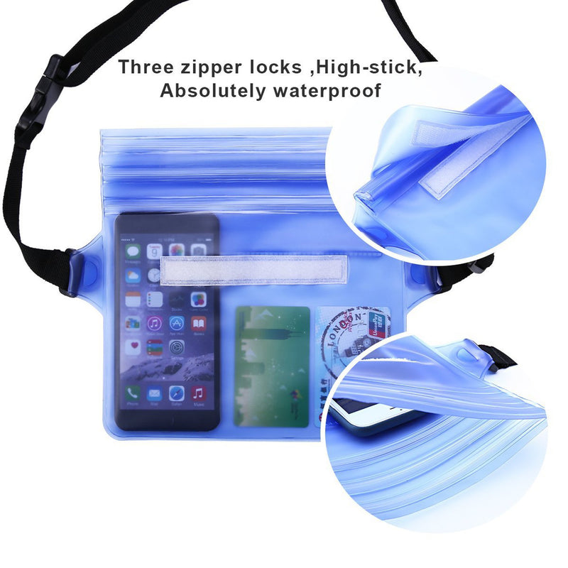 [AUSTRALIA] - Waterproof Pouch Dry Bag Fanny Pack Adjustable Waist Strap (2 Pack) Keep Your Phone and Valuables Safe and Dry Perfect for camping Boating Swimming Snorkeling Surfing Kayaking Fishing Beach Diving 