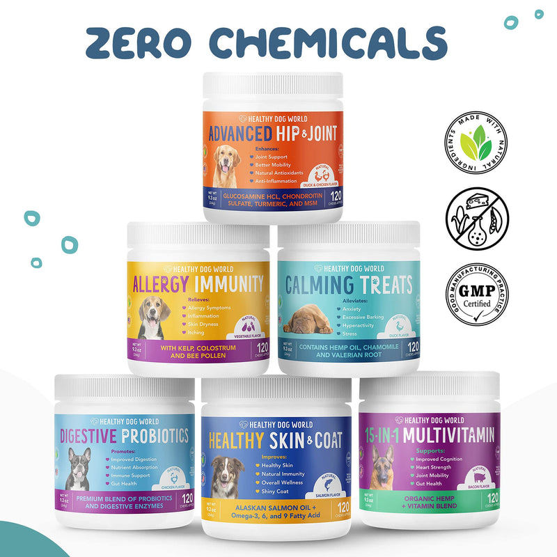 Healthy Dog World Calming Treats for Dogs - All-Natural Soothing Chews with Valerian Root, Chamomile, Passion Flower - Aids with Thunder, Fireworks, Chewing & Barking (Duck,120ct) - BeesActive Australia