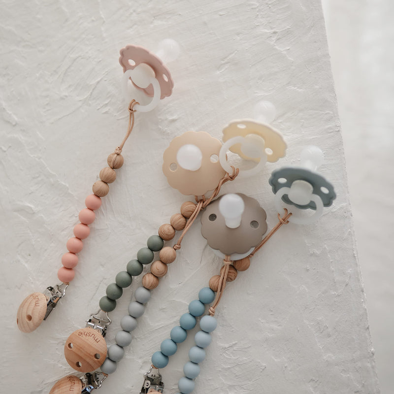 FRIGG Daisy Night SilkySoft Silicone Baby Pacifier | Made in Denmark | BPA-Free (Croissant/Cream, 6-18 Months) Croissant/Cream - BeesActive Australia