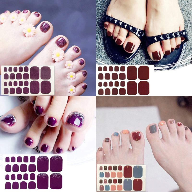 JERCLITY 20 Sheets Gel Toe Nail Polish Strips Stickers Nail Art for Girls Women with 1 Pc Nail File Stick On Nail Polish Decal Wraps Set KIT2 - BeesActive Australia