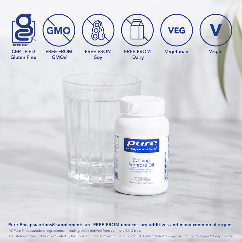 Pure Encapsulations - Evening Primrose Oil 1000mg - Cold-Pressed Solvent-Free Evening Primrose Oil - 100 Softgel Capsules - BeesActive Australia