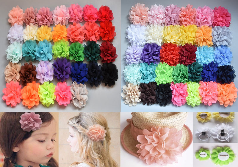 PrettyBoutique Girls Kids Women Chiffon Flower Hair Band Ponio Elastic Ponytail Bobble Accessories (7cm, Acid Green) 2.75 Inch (Pack of 1) - BeesActive Australia