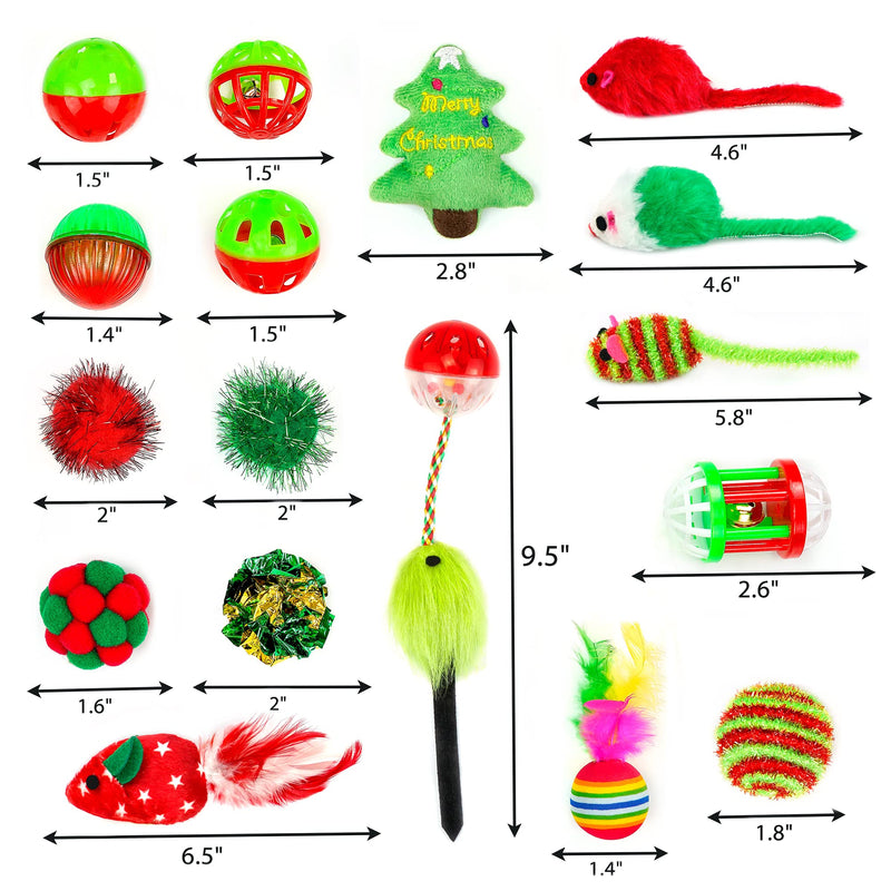 Chiwava 17 Pack Christmas Cat Toy Gifts Bag Set Assorted Toys Variety Pack Kitten Interactive Play - BeesActive Australia