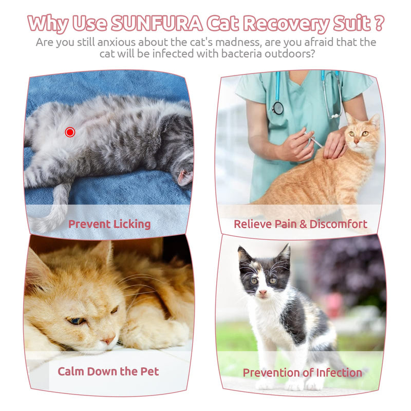 SUNFURA Cat Recovery Suit, Kitten Surgical Full Bodysuit for Abdominal Wound Protector Anti Licking After Surgery, Professional Bandages Cone E-Collar Alternative for Small Male & Female Pets S Sheep - BeesActive Australia