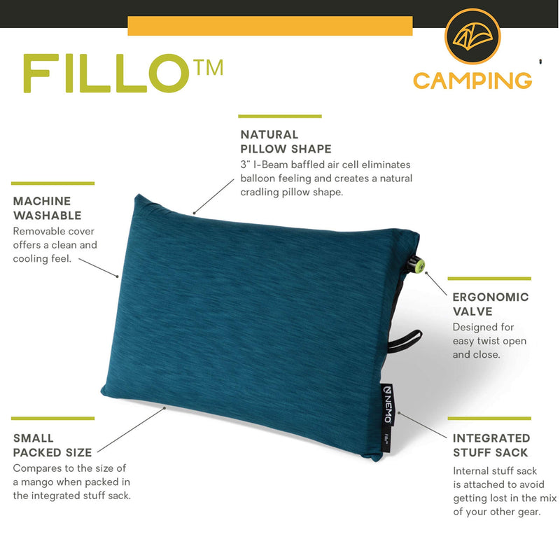 Nemo Fillo Pillow - Inflatable Camp Pillow for Backpacking or Travel - BeesActive Australia