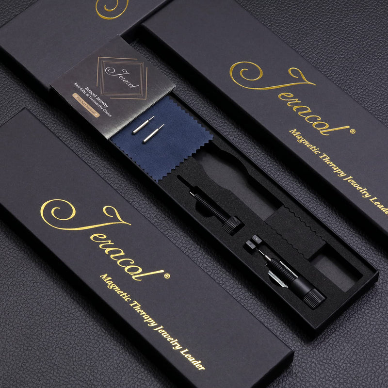 Jeracol Blue Carbon Fiber Titanium Steel Magnetic Bracelet for Men, 4 Element Double Row Strong Magnets,Size Adjustable Brazaletes Wristband with Removal Tool&Gift Box,Gift for Boyfriend Father's Day - BeesActive Australia