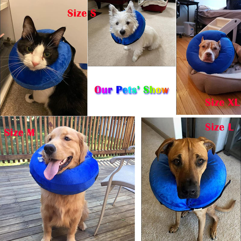 Katoggy Inflatable Dog Cone Collar, Soft Protective Recovery Dog Collar for After Surgery, Adjustable Elizabethan Collar for Small/Medium/Large Dog and Cats to Prevent from Biting & Scratching Medium Blue - BeesActive Australia