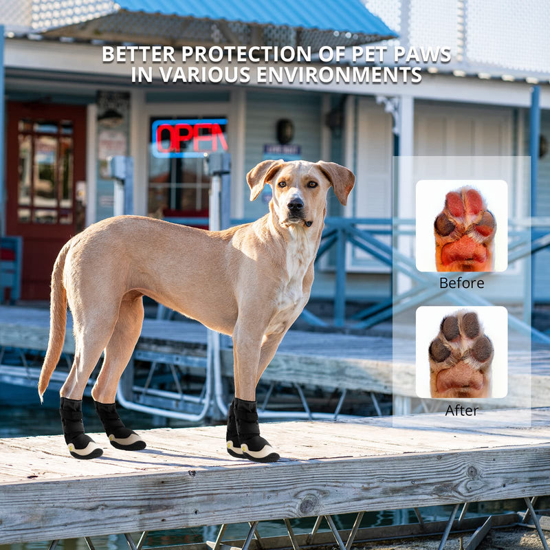 Anti-Slip Dog Snow Boots Waterproof Dog Shoes for Small Medium Large Dogs with Reflective Straps Pet Dog Boots for Hiking.4Pcs Soft Breathable Paw Protectors for Dogs Outdoor Night Use Black gray Size 6:2.95''x2.55''(L*W) - BeesActive Australia