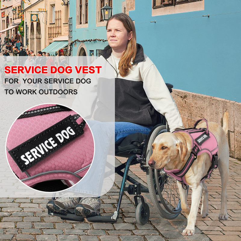 voopet Service Dog Harness, Easy On and Off Over Head Dog Vest Harness Fasten Quickly, Breathable and 3M Reflective Adjustable Pet Halters with Easy Control Handle for Small Medium Large Dogs X-Small (Pack of 1) Pink - BeesActive Australia
