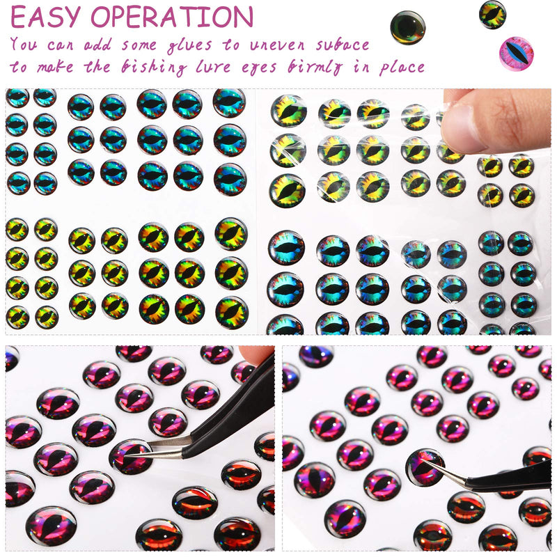 828 Pieces Fishing Lure Eyes 3D Fishing Fake Eyes with 1 Pieces Tweezer for Fly Tying Lures Crafts Fishing Lure DIY Making Tool, 7 mm/ 8 mm/ 9 mm/ 10 mm - BeesActive Australia